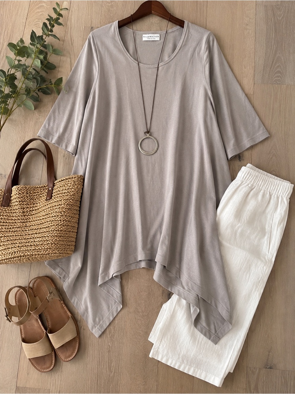 bryn Walker Taupe Asymmetrical Flowing Tunic